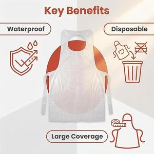 Wholesale Disposable Clear <b>Plastic</b> Disposable Aprons, Waterproof Transparent Disposable Bibs, Unisex Clear Aprons for Cooking - Product Image 5