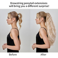 AliLeader Extensions de cheveux en queue de cheval de 28 pouces avec cordon de serrage Queue de cheval longue bouclée Postiche synthétique ondulée naturelle pour femmes Usage quotidien