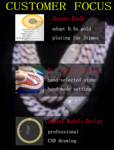 Pesado grueso <span class=keywords><strong>Miami</strong></span> cadena de eslabones cubanos 22mm 5 filas Gra chapado en oro Iced Out VVS Moissanite collar 925 Plata Hiphop joyería para hombres - Product Image 3