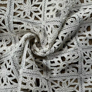 Bt2503046-100% polyester vải ren trắng thoáng khí Crochet lưới bông polyester Crochet ren vải - Product Image 6