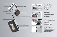 Appareil photo numérique miniature DC23M 2MP 1080P, appareil photo de poche en métal en forme de bouton, vision nocturne, flash LED, MicroSD, USB-C, appareil photo portable