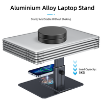 Nouvel arrivage 15W Chargeur sans fil Support d'ascenseur pour ordinateur portable avec support d'ordinateur réglable en hauteur pliable de type C