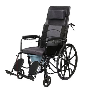 Pedestrians <b>Folding</b> Manual Wheelchair With <b>Commode</b> Seat Portable For Elderly And Disabled Travel Use - Product Image 5