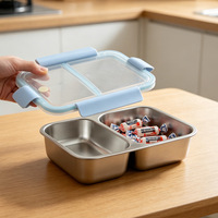 Boîte à lunch isotherme en acier inoxydable à 3 compartiments personnalisée, thermos pour micro-ondes, boîte à bento pour le bureau/les adultes/l'école