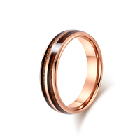 ShuoyeW 6/8mmBague en acier au tungstène Argent or rose Noir Double rainure Grain de bois incrusté Logo laser de base Bague en acier au tungstène 936