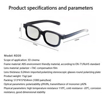 Rp Kino-TV-Projektor 3D-Brille RealD IMAX Rot-Blau Polarisierte PET 50"-80" Virtuelle Leinwand