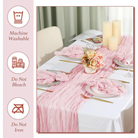 Lot de 12 chemins de table en gaze de coton semi-transparents pour décoration de table rustique et romantique, mariage, baby shower