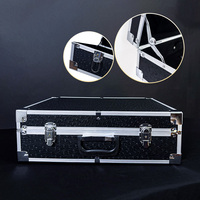 Valise de Magicien pour Tours de Magie, Table de Magie, Accessoires et Trucs, avec Trépied en Aluminium Noir et Argent, Boîte de Rangement Magique