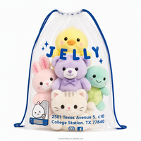 Sac cadeau de Noël 2026 avec cordon de serrage, logo personnalisé, pochette de rangement transparente en PVC pour jouets en peluche, motifs Père Noël, Bonhomme de neige, Renne pour magasin d'arcade
