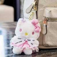 Porte-clés en peluche chat bleu avec nœud, 4 pouces, super doux, en coton PP, jouet en peluche de haute qualité