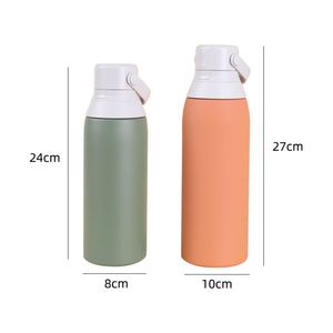Termo Portátil de Doble Pared de Acero Inoxidable 304/201 de 500ML/750ML con Aislamiento al Vacío, Tapa Abatible, Logotipo Personalizado, Forma de Bala de 1L con Pajita - Product Image 4
