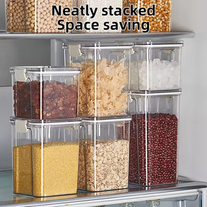 Household Bpa-Free Airtight Clear Plastic Stackable <b>Kitchen</b> Organizer Cereal <b>Storage</b> <b>Container</b> Dry Food Box - Product Image 2