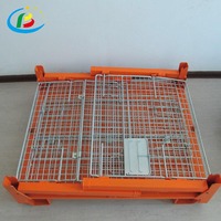 Cage à palettes en fil métallique pliable en acier durable, conteneur empilable, stockage portable en entrepôt, capacité 800-1000 kg