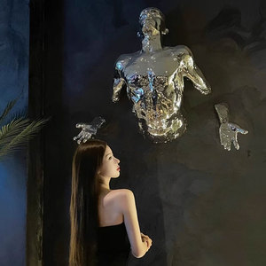 Scultura su misura a grandezza naturale della parete dell'uomo in bronzo eco-friendly in metallo artigianale astratta statua umana parete <span class=keywords><strong>arte</strong></span> placcato in fibra di vetro - Product Image 1