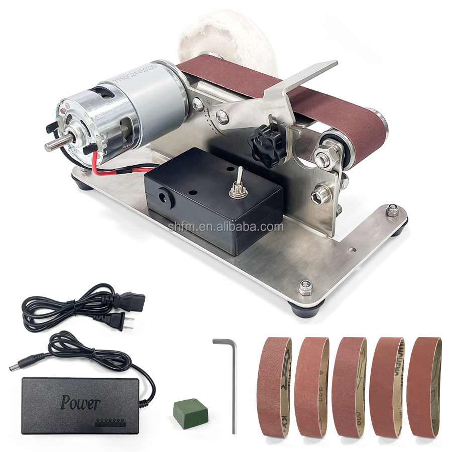 전기 벨트 샌더 연마-연삭 숫돌 조정 가능한 DIY 파워 샌딩 머신 커터 가장자리 미니 벤치 벨트 그라인더