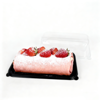Boîte à gâteau en rouleau de crêpe en plastique, vente en gros d'usine, recyclable, écologique, transparente, rectangulaire, boîte à gâteau en rouleau de serviette suisse, boîte à gâteau en rouleau de Noël