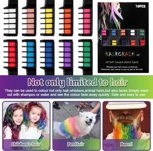 Craie de couleur de cheveux bricolage temporaire 10 couleurs peigne de couleur lavable résistant à la chaleur sans alcool pour les enfants et la fête - Product Image 4