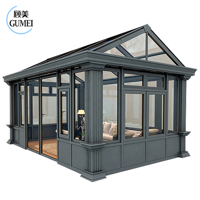 Hot Sale Garden Sunrooms Houses Free Standing Aluminium Sun Room Green Glass House