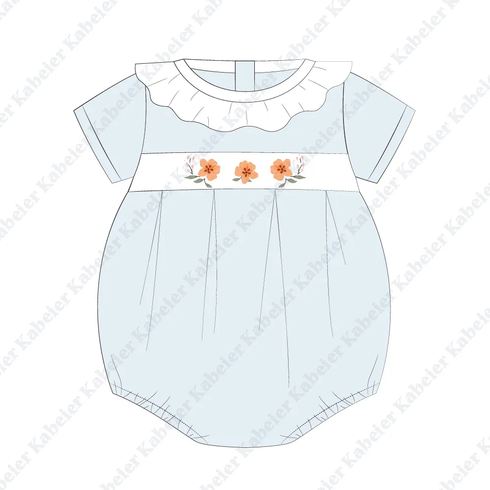 Kabeier diseños personalizados niños Smocked ropa bebé niña vestido con arco Clip conjunto 100% algodón hecho a mano mameluco ropa de bebé