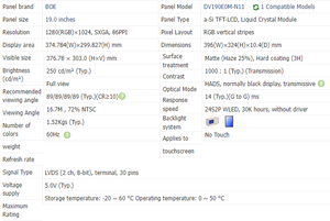 DV190E0M-N11 19-inch 1280*1024 4:<strong>3</strong> <strong>LCD</strong> Panel <strong>LCD</strong> <strong>Display</strong> - Product Image 5