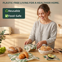 Lot de 3 enveloppes en cire d'abeille réutilisables pour la conservation des aliments, écologiques, sans plastique, durables, pour couvrir les bols ; stockage alimentaire éco-responsable et zéro déchet