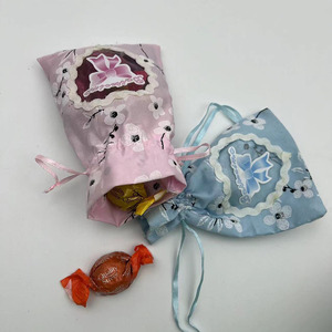 Pochette cadeau en velours transparent bleu rose de 10x14cm avec nœud tampon nouveau style cadeau de baptême pour bébé - Product Image 5