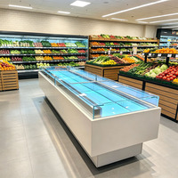 Congélateur professionnel de table à refroidissement par air, écologique, pour îlots réfrigérés, avec vitrine à gâteaux intégrée