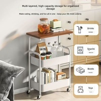 Table d'appoint moderne en fer, chariot mobile, étagère de rangement de chevet, table basse haute, étagère à snacks pour salon, unité de rangement multi-niveaux