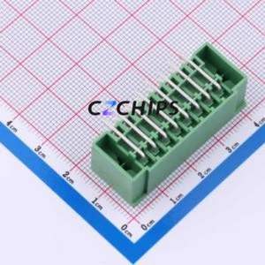 DB2ERHBM-3.81-2*8P-GN Plug-in Terminal Block Bent Lead Through Hole,P=3.81mm Board-to-Board / Socket - Closed Screw Fixing 2x8P - Product Image 2