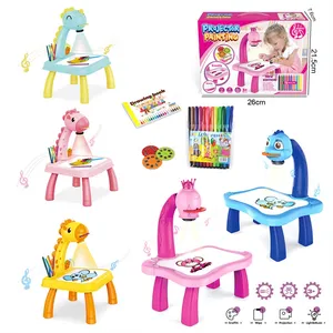 어린이 플라스틱 그림 장난감 diy 학습 책상 추적 및 그리기 교육 프로젝터 예술 장난감