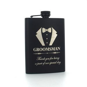 Flacons de hanche portables en acier inoxydable noir mat pour whisky et vin, capacité 1-12 oz, avec logo personnalisé - Product Image 1