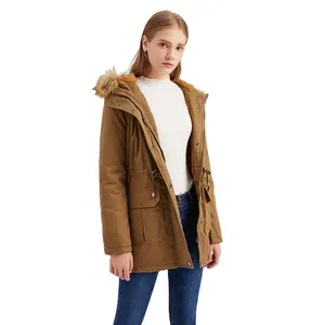 Yeni varış kış sıcak artı polar kapüşonlu kürk yaka ceket artı boyutu kadın pamuklu ceket