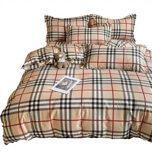 Juego de Sábanas de Cuatro Piezas de Algodón 100% Lavado, Estilo Clásico, Moderno y Sencillo, con Funda de Edredón, para Dormitorio, Estilo Europeo Americano, 200 Hilos - Product Image 3