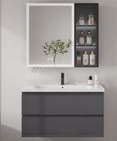 Armoire de rangement de salle de bain moderne personnalisable en acier inoxydable avec rétroéclairage LED, deux couleurs, miroir, 60 cm, vasque en céramique, montage mural