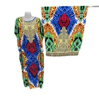 Venta al por mayor African Dashiki Robe Ladies Summer New Cotton Printed Hot Drill Plus Size Tassel Turban Collar Robe