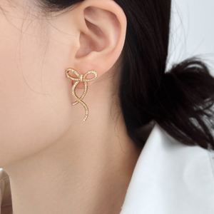 Dylam Bow-knot Stud <b>Earrings</b> Plated Sterling Silver Full 5A Cubic Zirconia Women Fine Fashion <b>Cute</b> Jewelry <b>Earrings</b> for Daily - Product Image 3