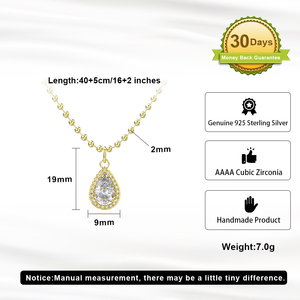 RINNTIN <span class=keywords><strong>SN310</strong></span> nouveauté collier en argent de luxe pour femmes mode en argent Sterling Zircon goutte d'eau pendentifs pour collier - Product Image 2