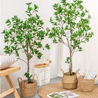 120-210CM Vloerdecoratie Binnen Woonkamer Gepotte Plant met Kunstmatige Takken en Bladeren Kunstboom Kunstplant