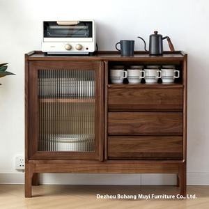 Aparador de <span class=keywords><strong>madera</strong></span> de cerezo de roble blanco norteamericano, puerta de Metal única, sala de estar escandinava, <span class=keywords><strong>armario</strong></span> de té para el hogar, <span class=keywords><strong>madera</strong></span> maciza - Product Image 5