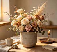 Vase de table d'extérieur en grès Art Déco avec glaçure craquelée pour plantes
