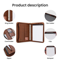 Carpeta de archivos con cremallera de Compendio A4 portátil personalizada, bolsillo para documentos de cuero PU, bolsa y cartera con patrón del proveedor de China