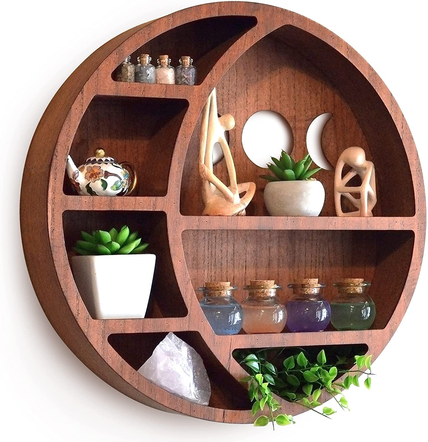 17 дюймовая полка в виде полумесяца для кристаллов | Деревянная полка в форме месяца | Декор в виде деревянной Луны