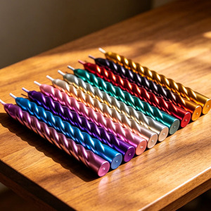 twisted taper <b>candles</b> 4 pack metallic smokeless dripless <b>dinner</b> <b>candles</b> for wedding table home decor - Product Image 3
