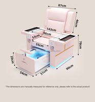 Fauteuil de pédicure électrique rose de luxe avec bain de pieds extractible, mobilier de salon de manucure et pédicure
