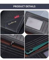 Baellerry dompet panjang ramping pria grosir tempat kartu dengan ritsleting lipat dua dan dompet koin dompet pria dengan banyak slot kartu