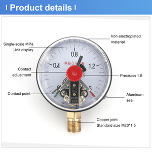 YX100 Pengukur Tekanan Kontak Elektrik, Alat Pengukur Vakum dengan Bantuan Magnetik - Product Image 6