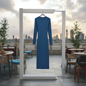 CNSHELL Abito Lungo <span class=keywords><strong>Aderente</strong></span> Sexy con Maniche Lunghe e Collo Tondo, <span class=keywords><strong>Vestito</strong></span> Primaverile a Fascia per Donna - Product Image 5