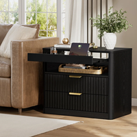 Table de chevet en bois avec plateau coulissant et tiroirs de rangement, armoire latérale de chambre à coucher, table d'appoint multifonctionnelle pour canapé