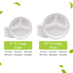 Assiettes jetables biodégradables de 9 pouces 10 pouces Assiettes à dîner jetables Assiettes de bagasse de canne à sucre non blanchies naturelles écologiques - Product Image 6