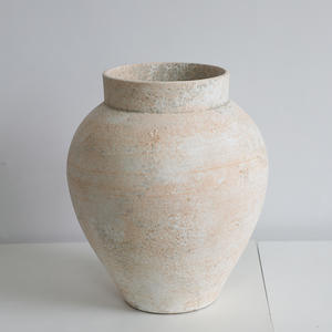 Französische Creme Wabi-Sabi-Stil Keramik vase Retro handgemachte Homes tay Blumen arrangement Zen Ornamente Steinzeug Glas - Product Image 2